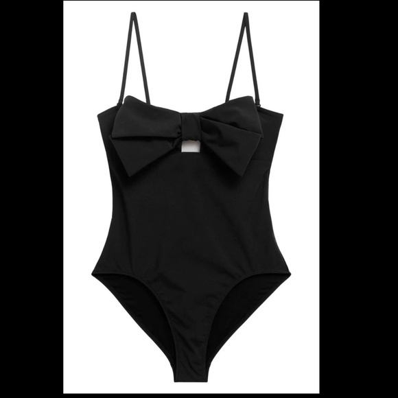 Size 8: & Other Stories Bow Open Back One-Piece Swimsuit in Black, NWT - Picture 7 of 16